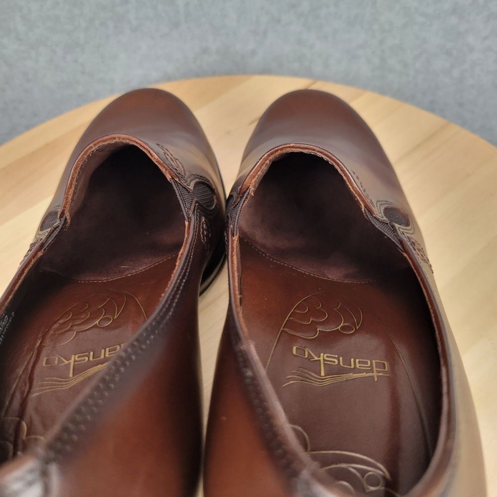 Dansko Beth Pumps Women 37 Brown Leather Block Heel Floral Slip On 3303787800 - Picture 9 of 10